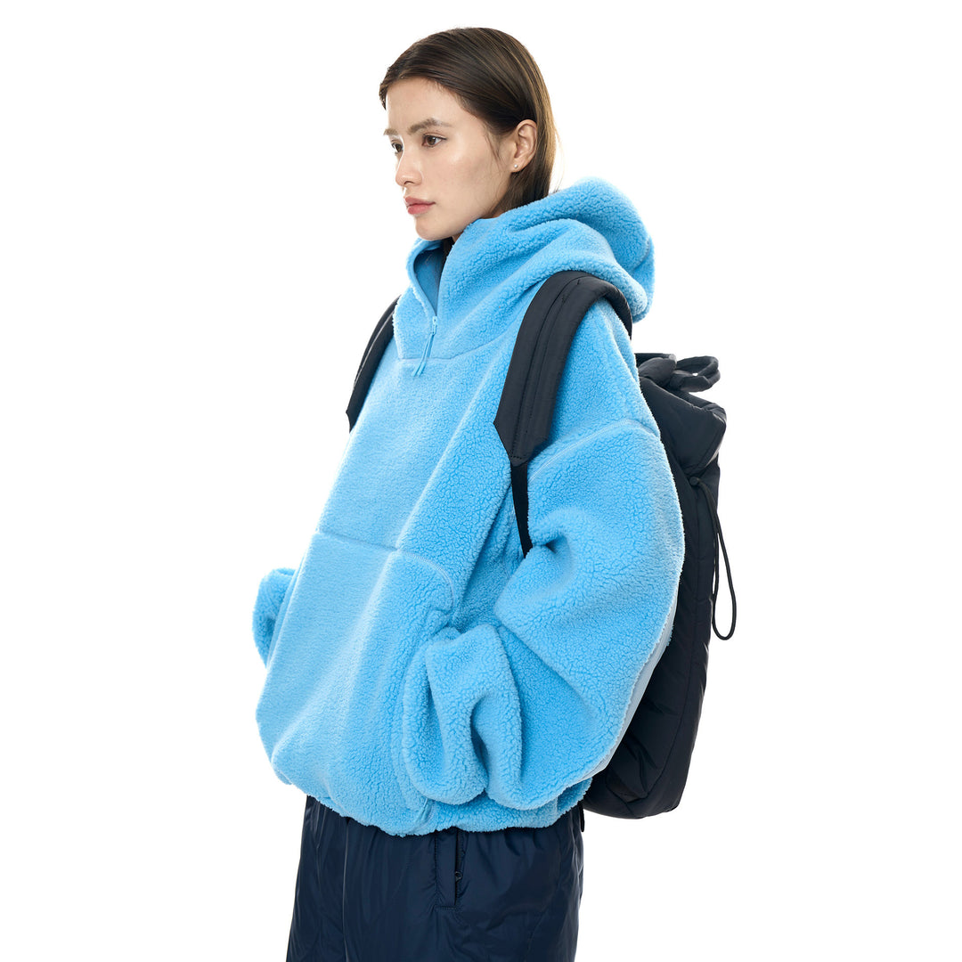 Women's Cozy Teddy Fleece Hoodie with High Hood and Kangaroo Pockets
