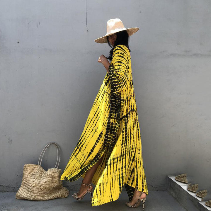 Maxi dress for women with a stylish batik pattern and side slits Lune London