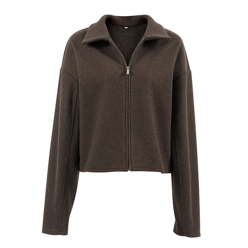 Cropped polyester jacket for ladies in modern chic style