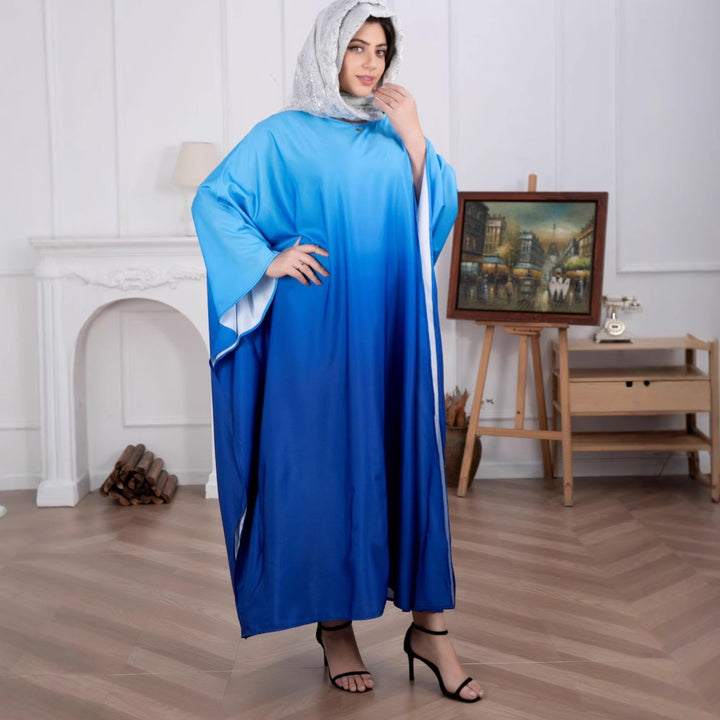 Women's maxi dress with flowing watercolor pattern and wide-cut sleeves Lune London