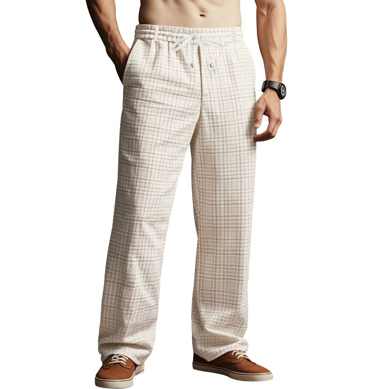 Casual pants for men with a modern plaid pattern and an elastic waistband Lune London