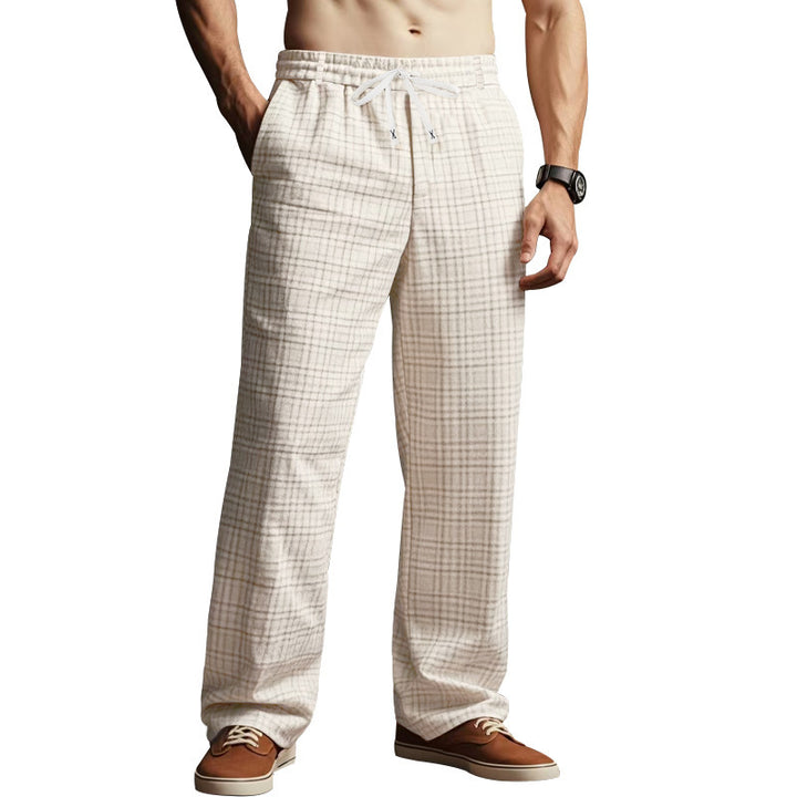 Casual pants for men with a modern plaid pattern and an elastic waistband Lune London