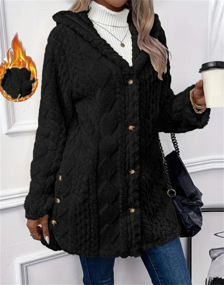 Ladies Cozy Teddy Jacket with Button Closure Amarae