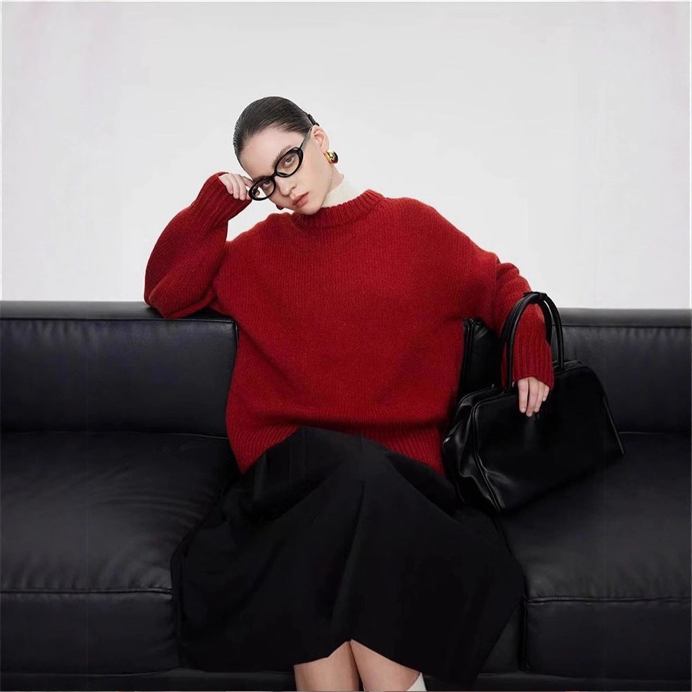 Pull en tricot à manches longues pour femmes avec col montant Chic & Stil
