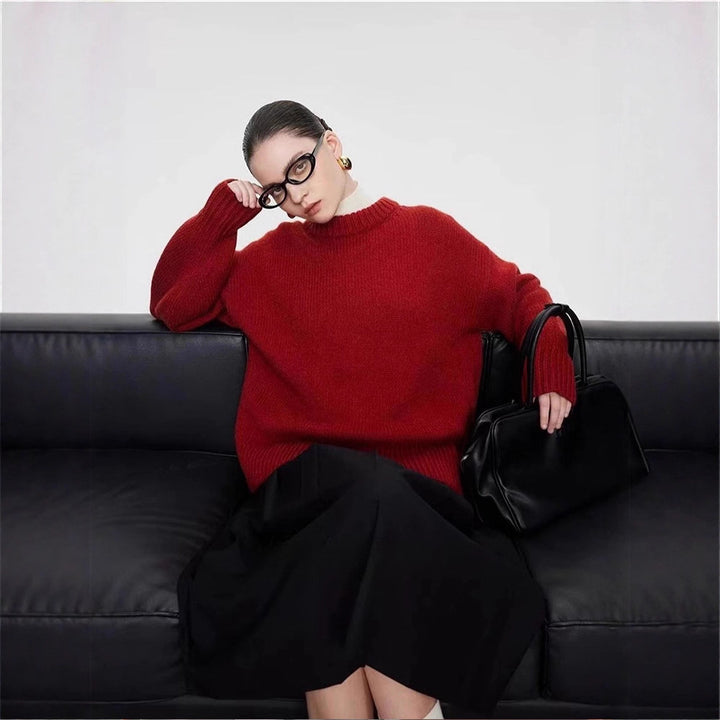 Pull en tricot à manches longues pour femmes avec col montant Chic & Stil