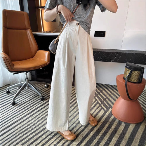Pantalons larges pour femmes avec taille haute et poches latérales