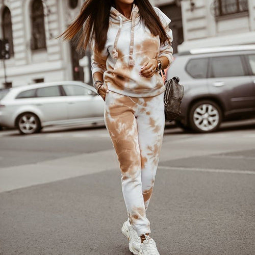 Amarae | Women's Casual Hoodie Sweatpants Set in Tie-Dye Design