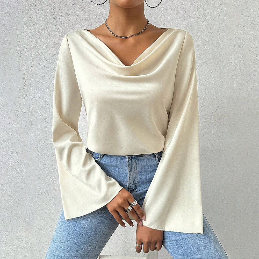 Blouse pour femmes avec décolleté cascade chic et manches longues Chic & Stil