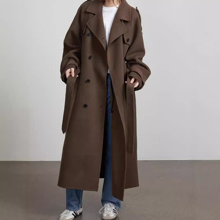 Oversized trench coat for women in soft wool blend Lune London