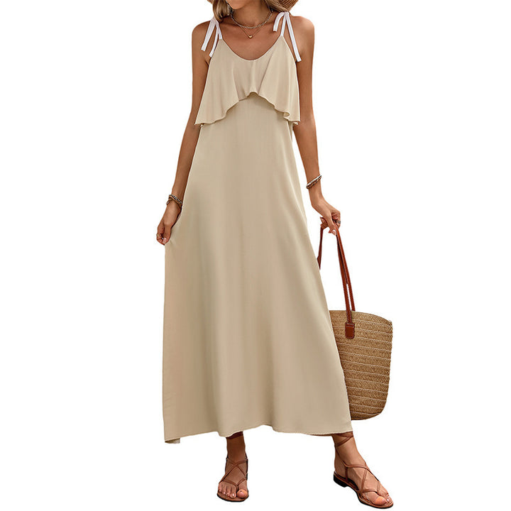 Casual maxi dress for women with ruffled hem and adjustable straps Lune London
