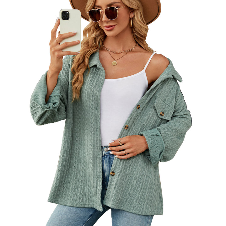 Oversized women's jacket shirt with textured pattern Amarae