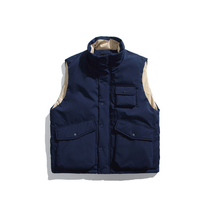Unisex Padded Utility Vest with Stand-Up Collar and Flap Pockets Amarae