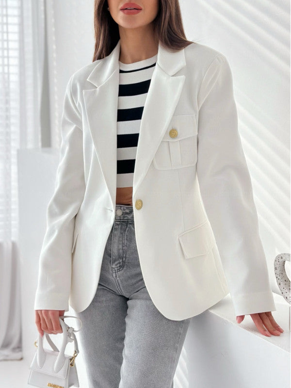 Ladies Elegant Double-Breasted Jacket with Practical Pockets Lune London