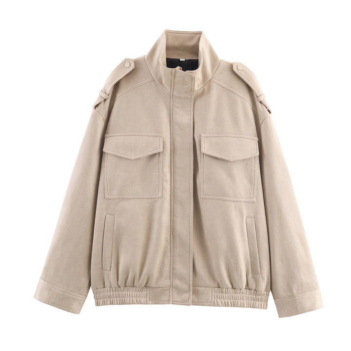 Oversized utility jacket for women with practical pockets and high collar Lune London