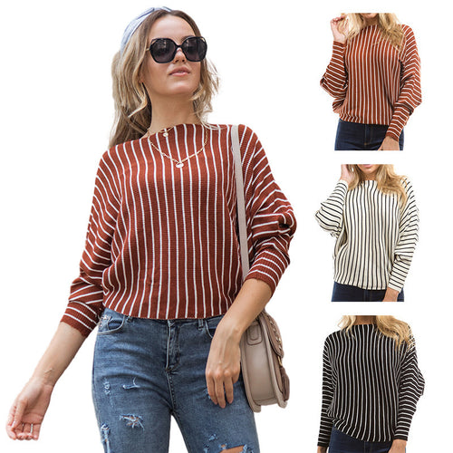 Wide cut striped women's sweater with innovative design Amarae