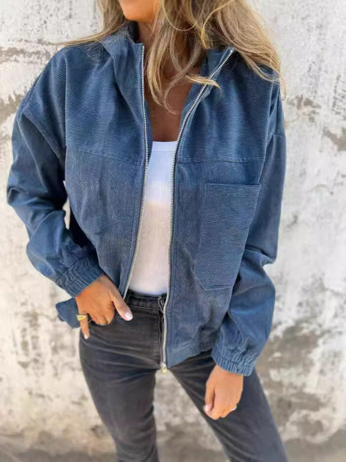 Amarae | with hood - velvet - casual fit - zipper - everyday use