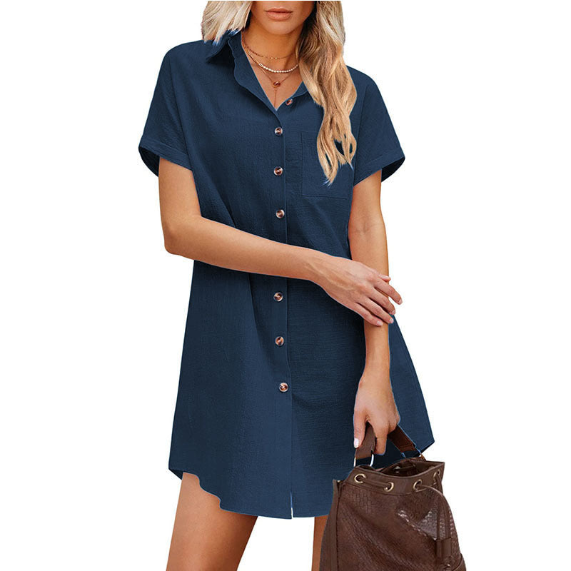 Shirt dress for ladies with a relaxed fit featuring button details and an appliqué pocket Lune London