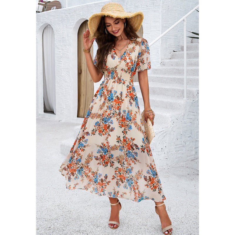 Maxi flower dress for women with flowing sleeves Lune London