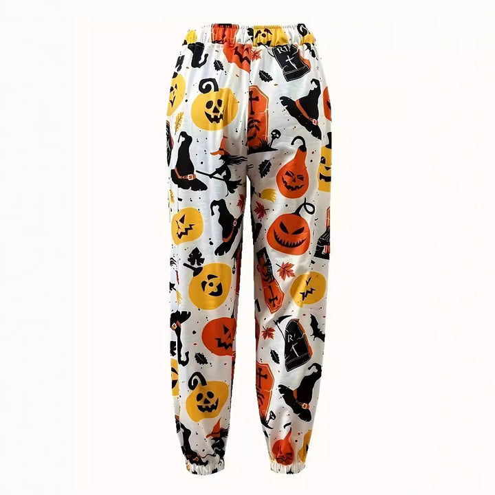 Lune London Halloween Pattern Leisure Pants for Women with Elastic Waist