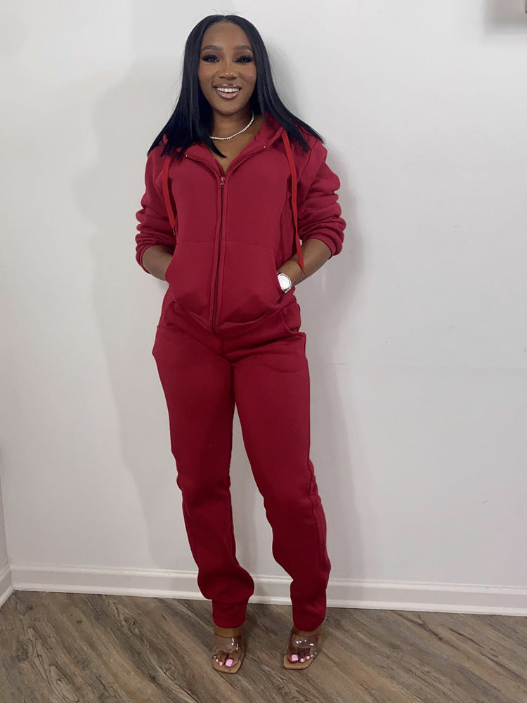 Women’s sporty leisure suit set with full zip Chic & Stil