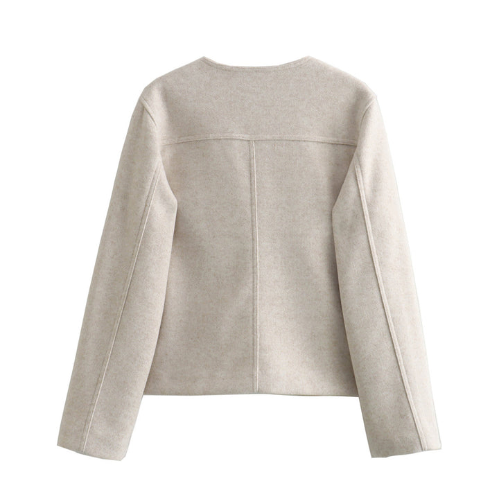 Trendy women's blazer jacket with gold buttons and patch pockets Lune London