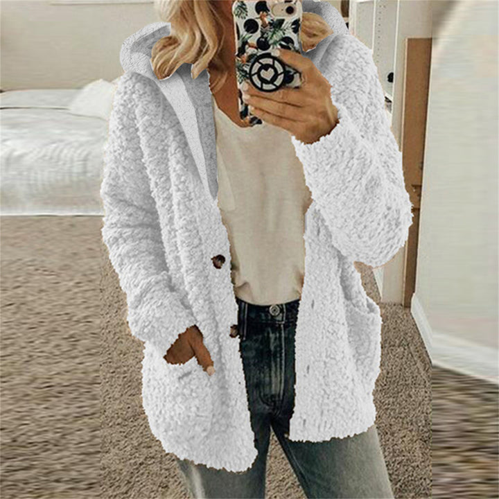 Ladies cozy fleece jacket with hood and practical pockets Lune London