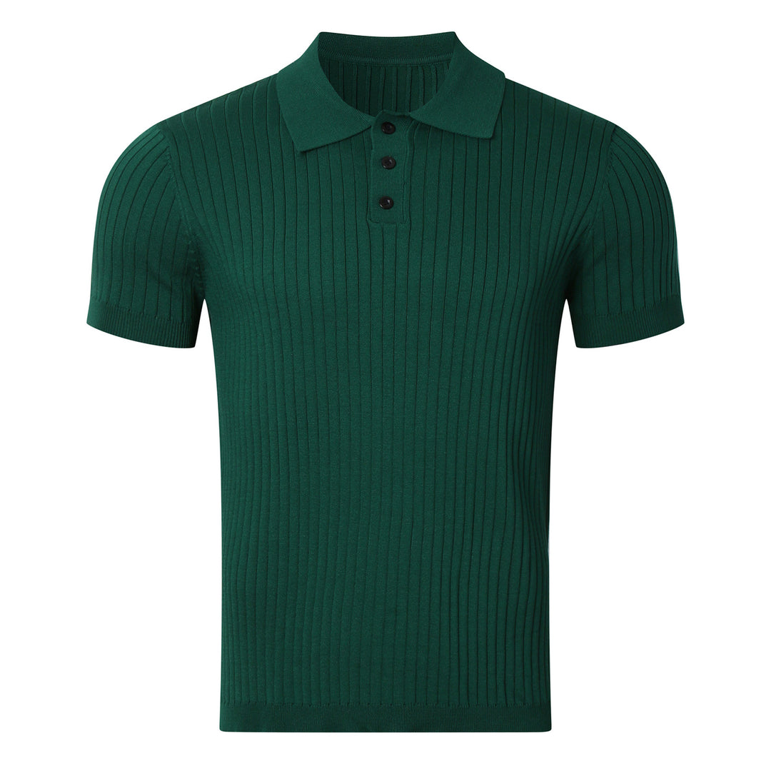 Cotton polo shirt for men with textured ribbed design and elegant collar Lune London