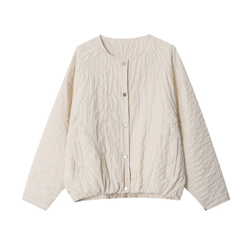 Women's casual quilted jacket with practical snap button closure Chic & Stil