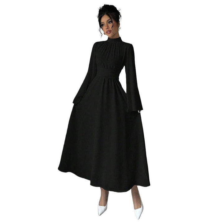 Robe maxi élégante pour femme avec manches fluides et col haut Chic & Stil