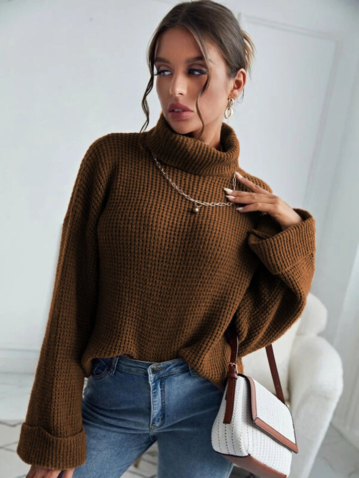 Pull en tricot femme avec col montant et manches texturées Chic & Stil