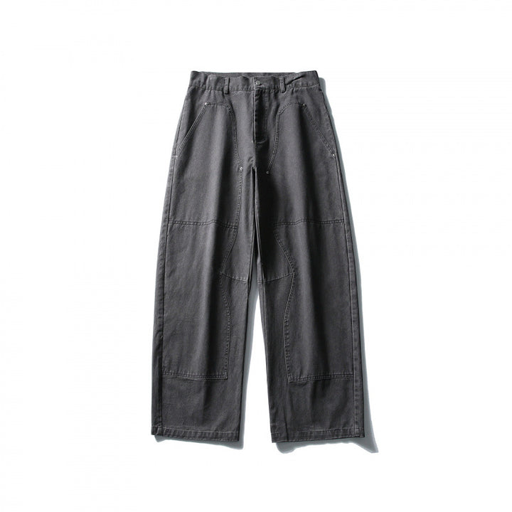 Men's Wide Utility Pants in Workwear Look with Knee Patches and Straight Leg Amarae