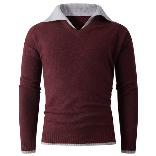 Elegant V-neck sweater for men with contrasting collar Amarae