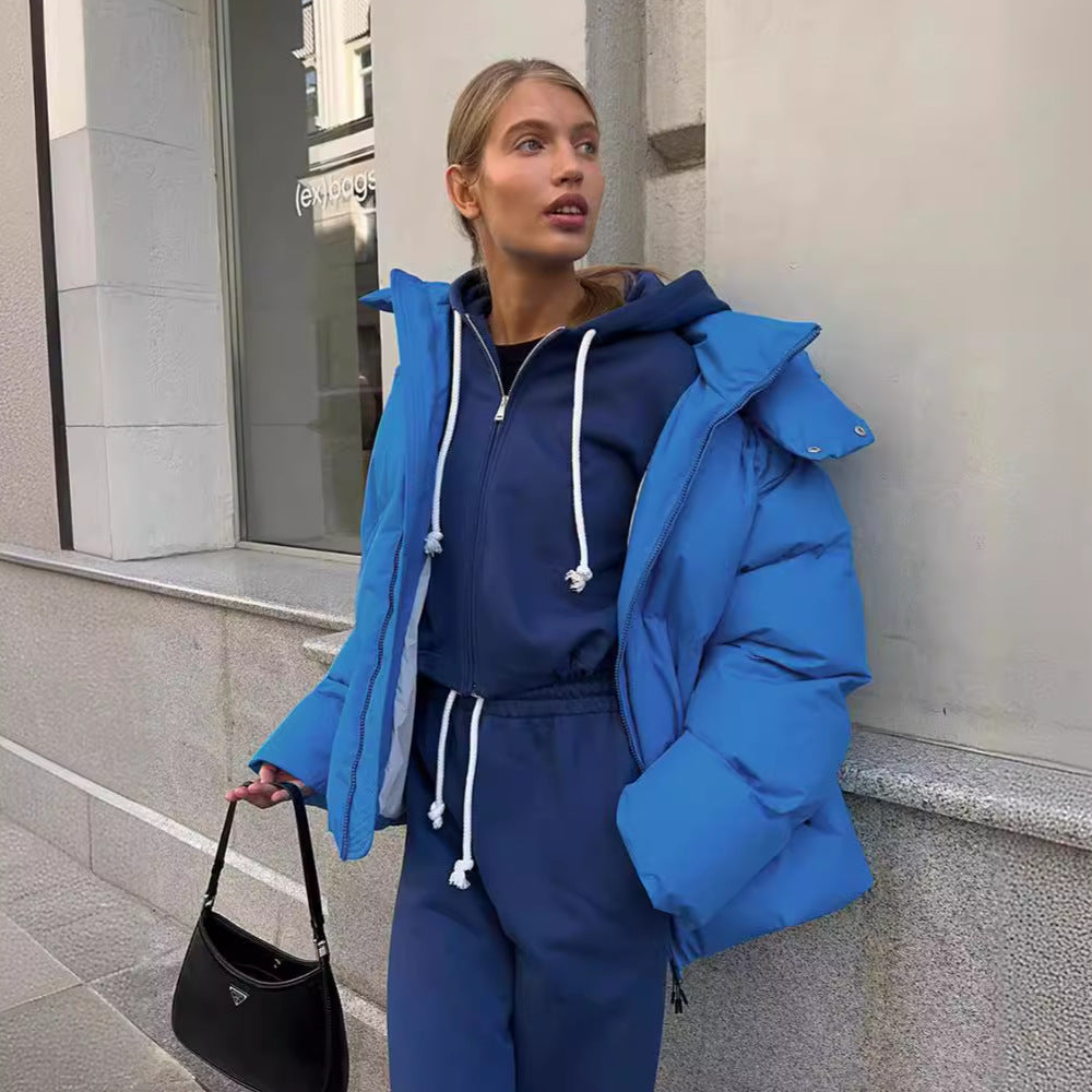 Fashion parka for women with electric hood insert and elastic waist Lune London