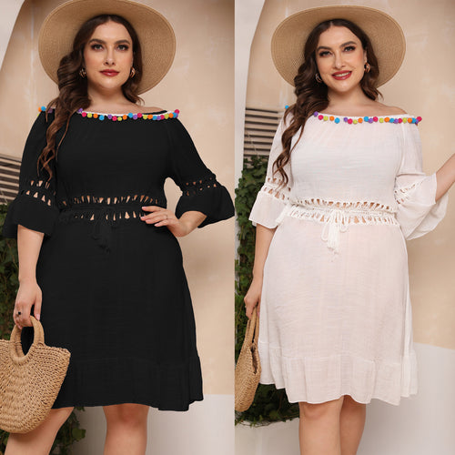 Cut-out beach dress with off-the-shoulder for women Amarae