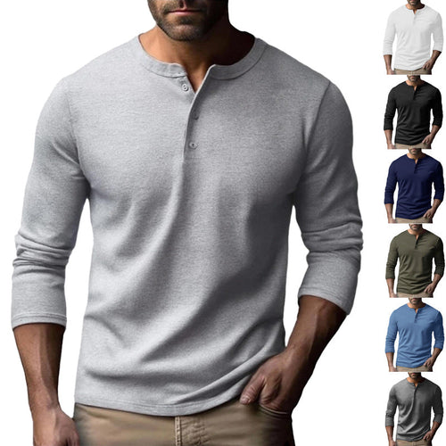 Men's Long Sleeve Henley Shirt Made Of Breathable Cotton Blend Amarae