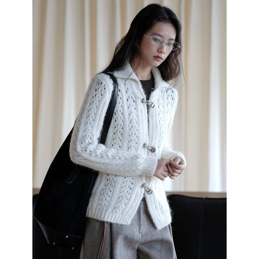 Women's Short Mohair-Optic Cardigan with Metal Closures Amarae