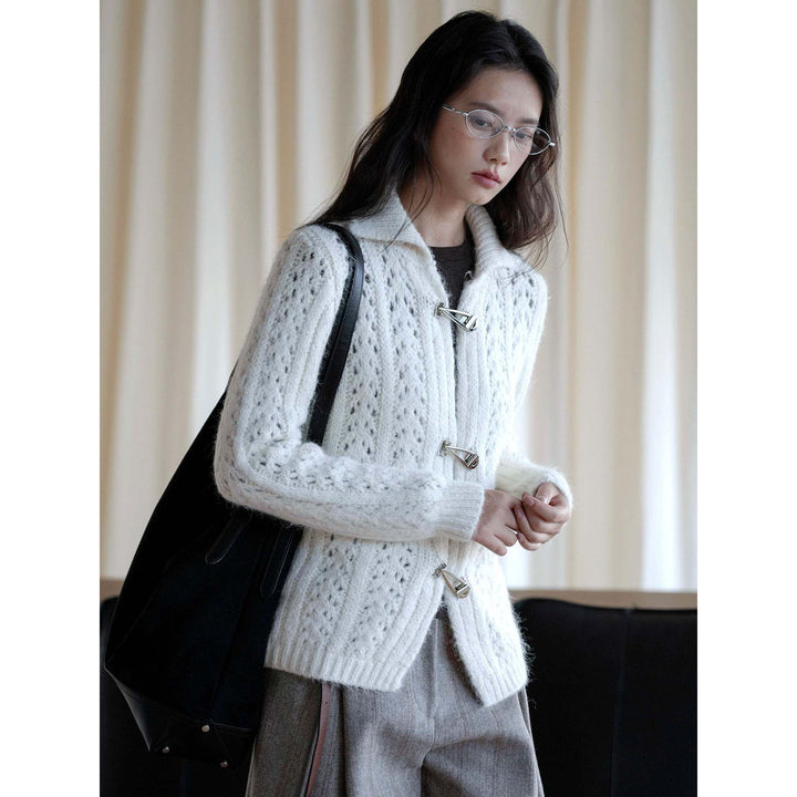 Women's Short Mohair-Optic Cardigan with Metal Closures Amarae