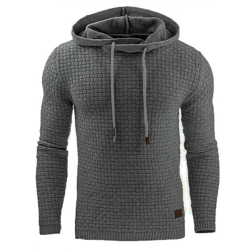 Knitted sweater for men with textured surface and integrated hood Amarae