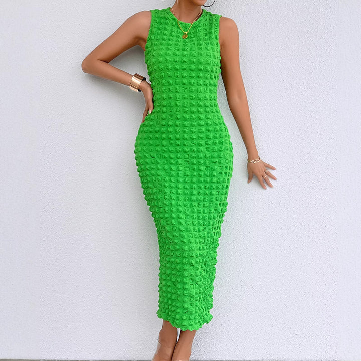 Women's midi dress with textured outer material and figure-hugging cut Lune London