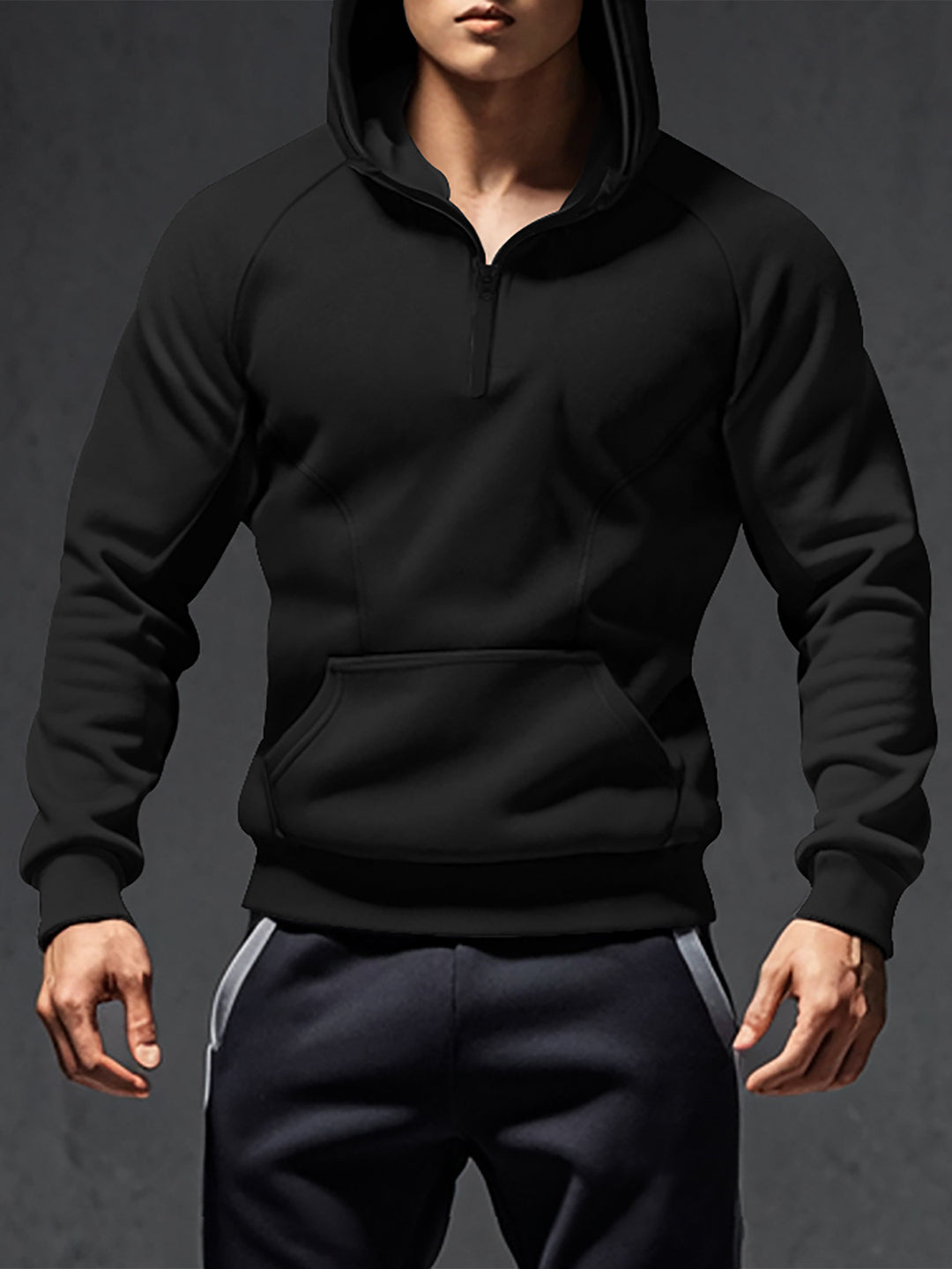 Men's sporty hoodie with half-zip Lune London