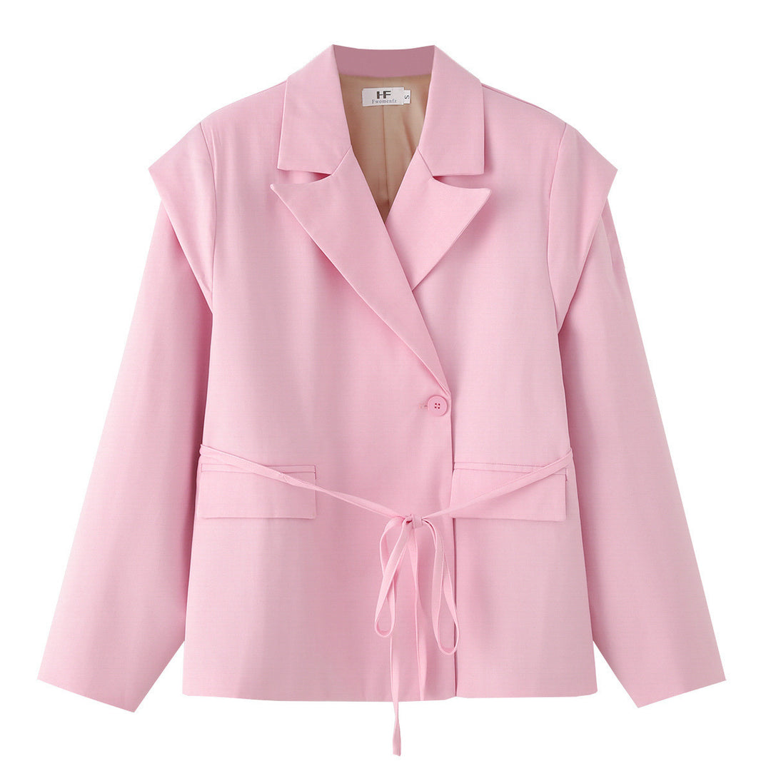 Ladies elegant blazer jacket with belt at the waist Lune London