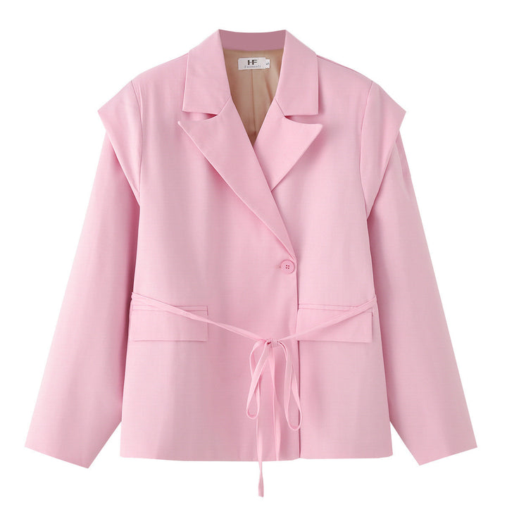 Ladies elegant blazer jacket with belt at the waist Lune London