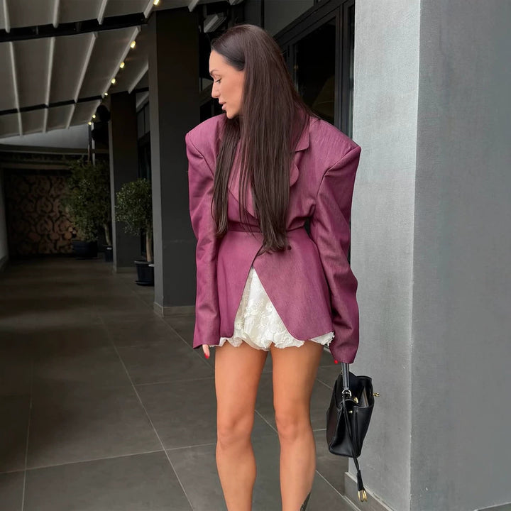 Women Asymmetrical fitted blazer with striking shoulder pads Amarae