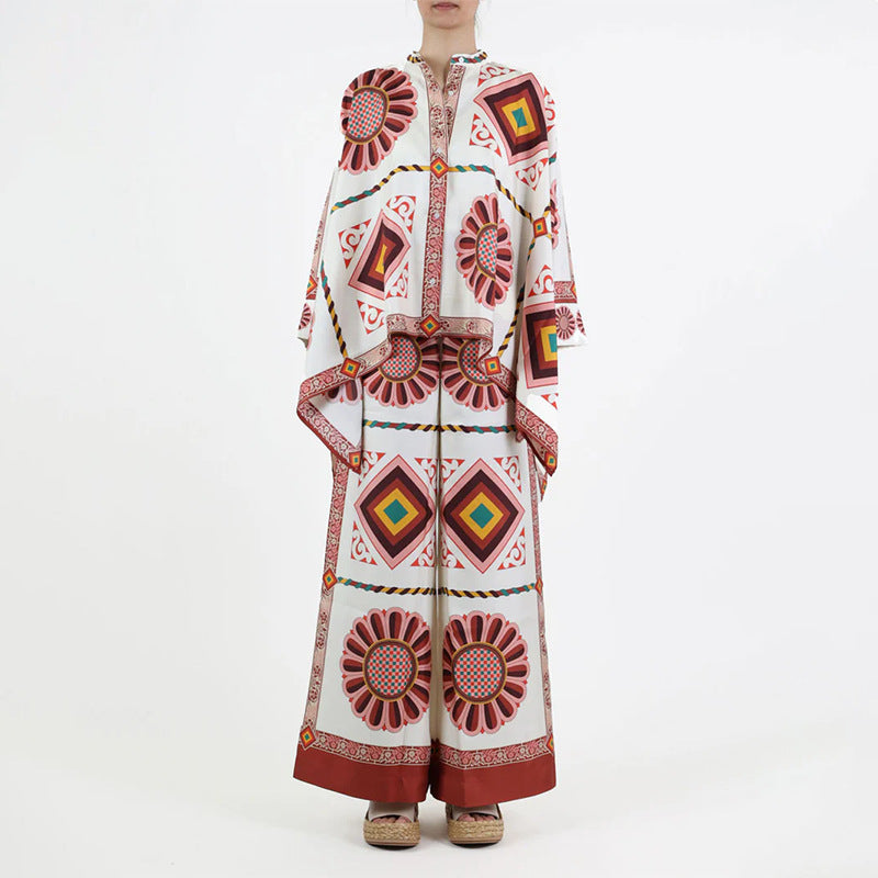 Haut kaftan floral pour femme avec détail de bouton Chic & Stil