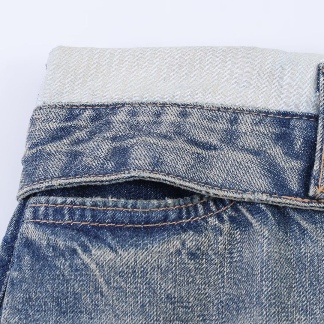 Ladies Wide-Cut Destroyed Jeans with Low Rise and Straight Leg Amarae