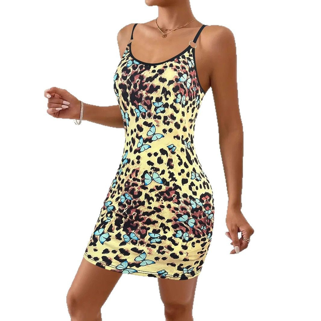 Mini bodycon dress for women with butterfly and animal print design Lune London