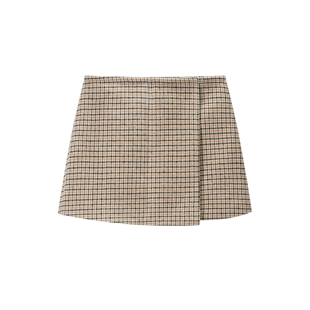 Ladies Two-Piece Tweed Ensemble with Collarless Cropped Blazer and A-Line Mini Skirt Amarae