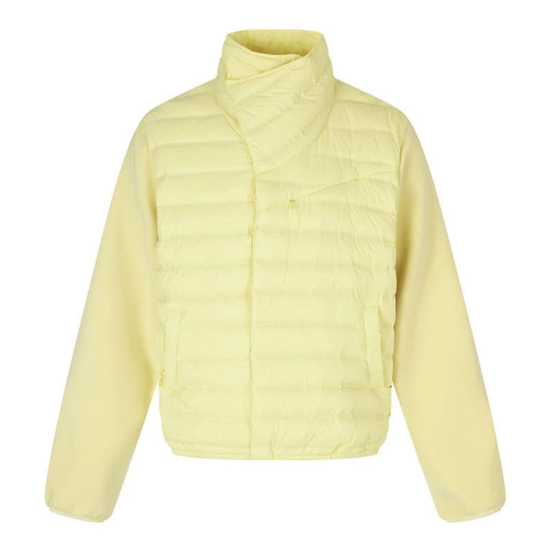 Women's quilted hybrid jacket with asymmetrical shawl collar and elastic waistband Amarae