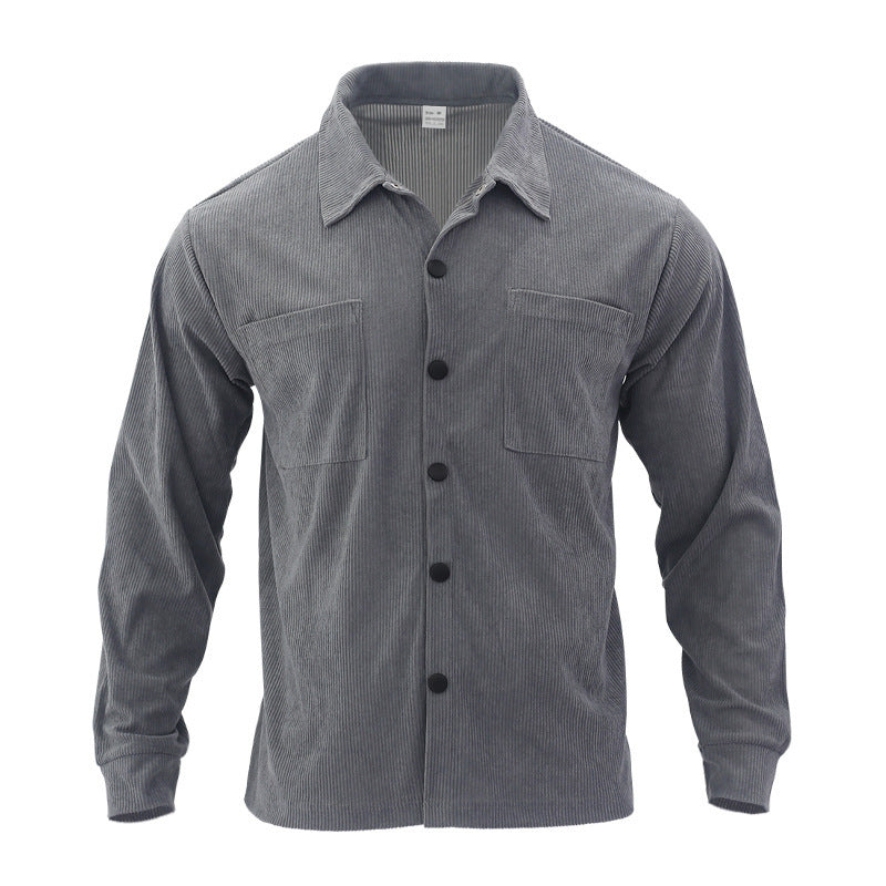 Corduroy shirt for men with modern snap buttons and practical chest pockets Lune London