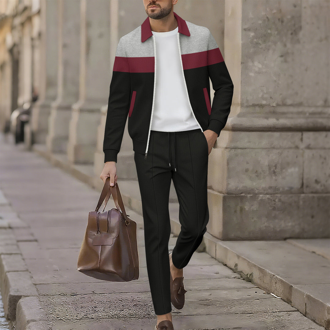 Trendy leisure jacket for men with textured design and comfortable jogger pants Lune London